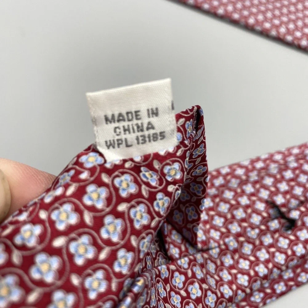 BURMA BIBAS MEN'S TIE‎ Burgundy/Floral LENGTH: 60